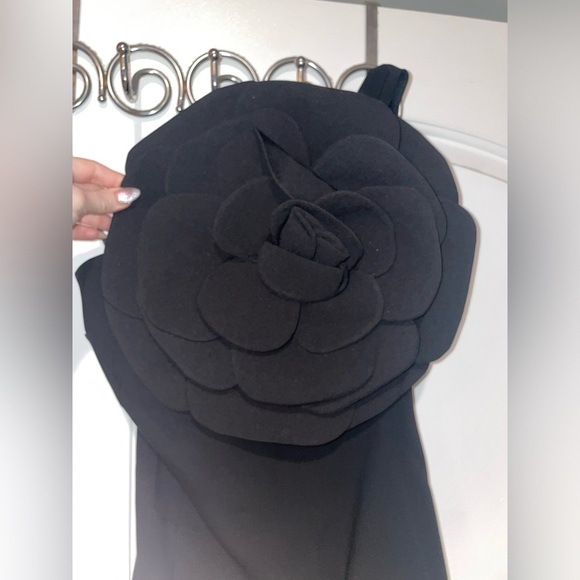 Revolve x Miscreants Miranda 3D Flower Black Mini One Shoulder Dress🖤Small NWT - Picture 6 of 13